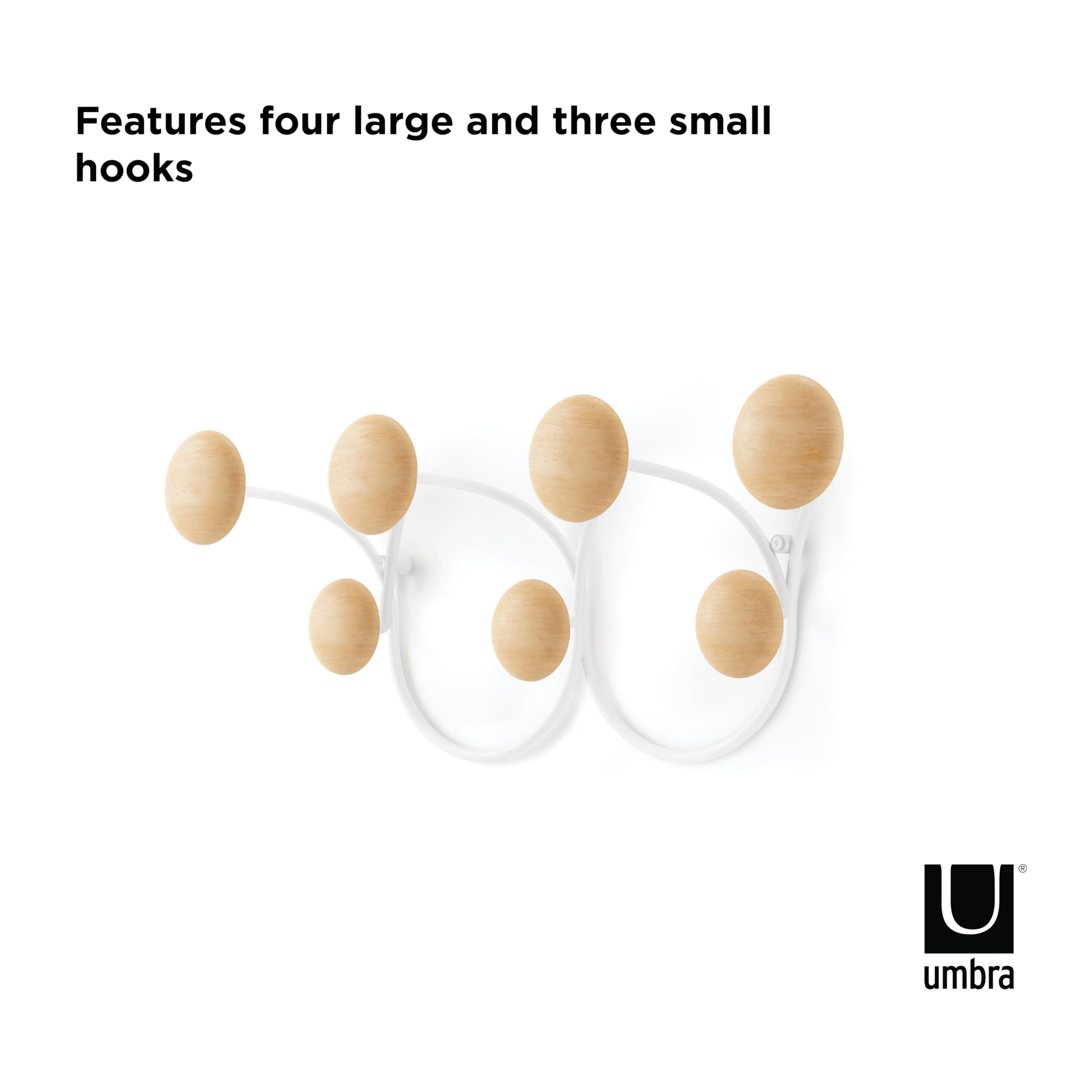 Umbra Dotsy Hanger with 7 Hooks, White/Natural