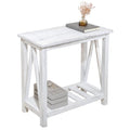 FEUFOAM Farmhouse Narrow End Table Wooden Rustic White Side Tables with Storage Shelves Narrow Sofa Table for Small Spaces Living Room Bedroom Bathroom Dorm
