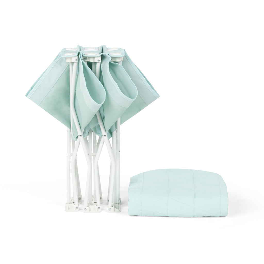 Regalo My Cot® Portable Toddler Bed with Fitted Sheet, Foldable Kids Travel Bed & Camping Cot, Includes Washable Quilted Sheet, 48” x 24.5” x 9”, Seafoam