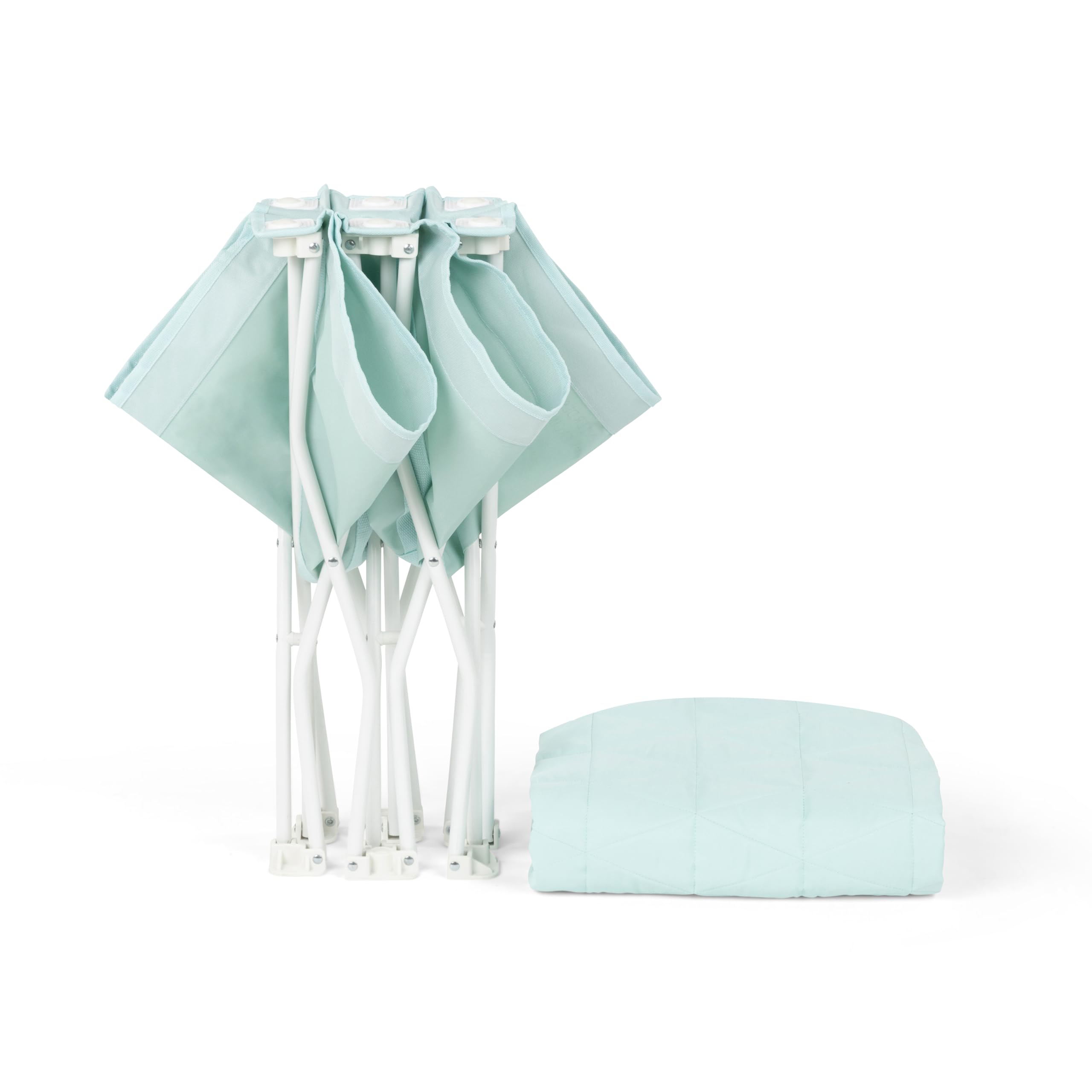 Regalo My Cot® Portable Toddler Bed with Fitted Sheet, Foldable Kids Travel Bed & Camping Cot, Includes Washable Quilted Sheet, 48” x 24.5” x 9”, Seafoam