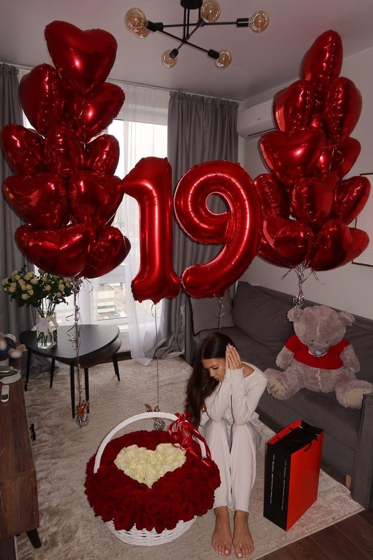 Red Number 19 Balloon - 40-Inch Foil Birthday Decoration for Men & Women | Perfect for Parties & Celebrations