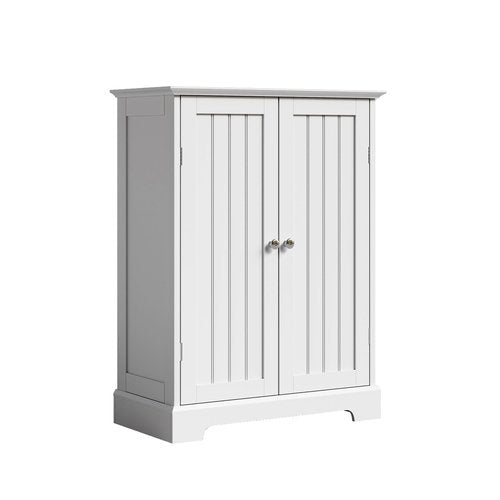 ChooChoo Bathroom Floor Cabinet, Modern Bathroom Storage Cabinet with 2 Doors and Adjustable Shelves, Freestanding Cupboard for Living Room, White