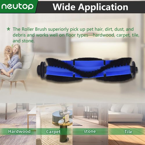 Neutop Replacement Parts Compatible for eufy Robovac 11S Max,15C Max, G10, G20, G30, G30 Edge/Hybrid, Accessories with 1 Rolling Brushes Rollers 3 HEPA Filters 4 Side Brushes