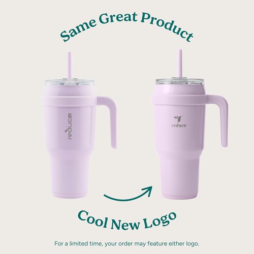 40 oz REDUCE Stainless Steel Tumbler with Handle - Insulated Travel Mug, Sweat-Proof Lid & Reusable Straw - Keeps Drinks Cold for 24 Hrs, Fits Cupholders, Dishwasher Safe - Palm Leaf