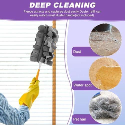 14 Pcs Duster Refill Fleece Refills for Swiffer, Dry/Wet Dual Use Clean Heads Reusable Fleece Duster Pads Refills for Ceiling Fan, Hardwoods Window Kitchen Floor