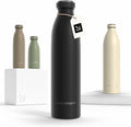 LARS NYSØM Insulated Stainless Steel Water Bottle - Leakproof Thermo Flask for Hot & Cold Drinks | 25.4oz Carbon Black