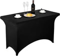 LZY Spandex Fitted Stretch Table Cover - Rectangular Cocktail Tablecloth for 4ft, 6ft, 8ft Tables | Perfect for Parties & Banquets - Black