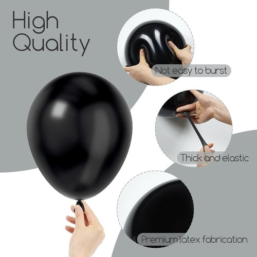 Awenztech Black Balloon Arch Kit - 120 Pcs of 5-18 Inch Latex Balloons for Graduation & Birthday Decor