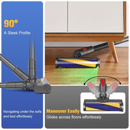 FUNTECK LED Soft Roller Cleaner Head Compatible with Dyson V11 V10 V8 V7 Vacuum Cleaners, Illuminating Hidden Dust and Debris and Ideal for Smooth Hard Floors