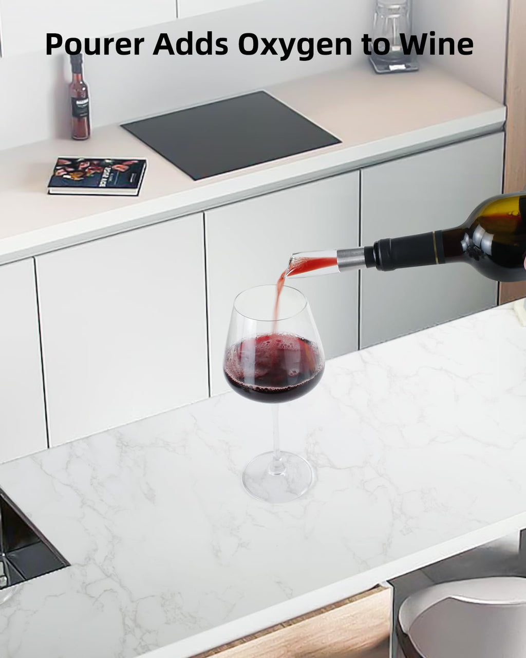 Rechargeable Electric Wine Gift Set - Aerator, Vacuum Stoppers, Foil Cutter and Bottle Opener for Home Bar and Outdoor Parties (Silver, Wine Opener Set)