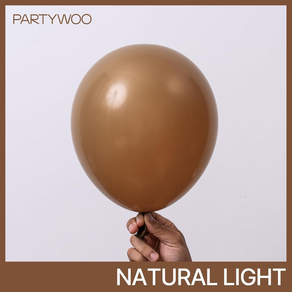 PartyWoo Brown Balloons - 120pcs Boho Neutral Fall Arch Kit | 18", 12", 10", 5" Sizes for Birthday & Baby Shower