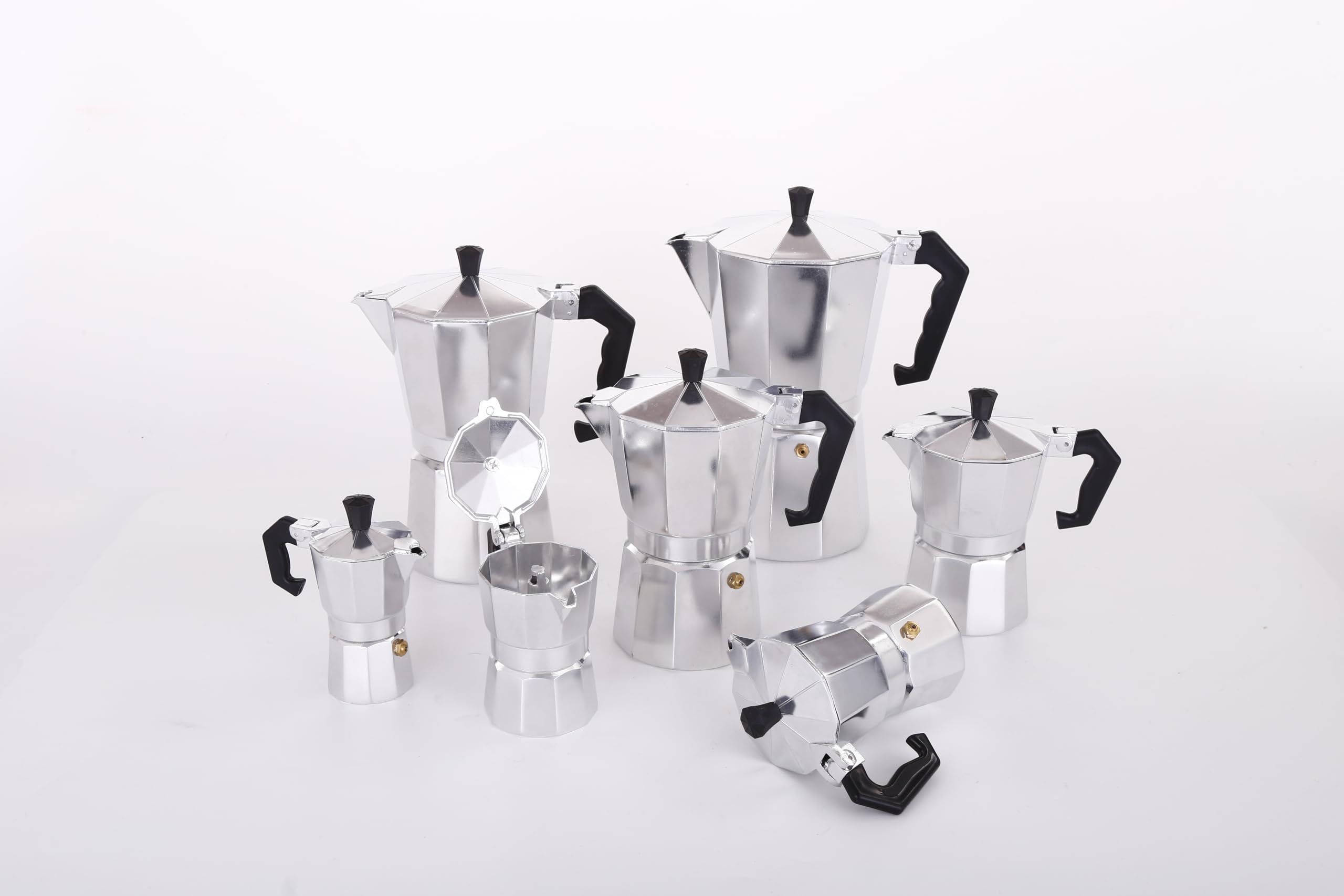 MVPLUE Classic Moka Pot 6 Cup 9 oz，Stovetop Espresso Maker Aluminum Silver，Cuban Coffee Maker， Greca includes Replacement Parts，Perfect Camping Coffee Pot，Make Delicious Coffee Easily at Home