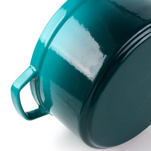 AILIBOO cast iron dutch oven pot with lid - 3qt size ideal for bread baking & elegant home use,Gradient Teal