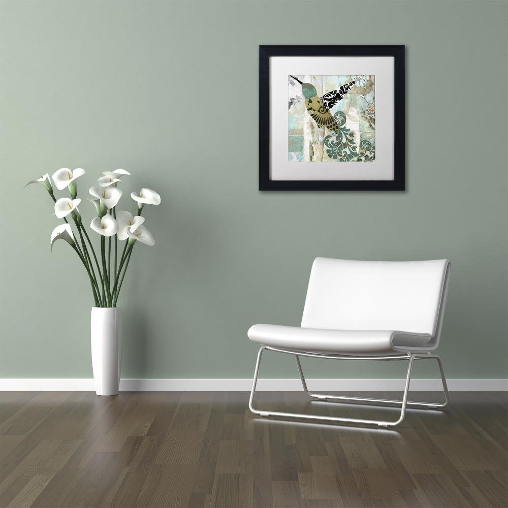 Trademark Fine Art ALI4506-B1616MF "Hummingbird Batik II" Framed Original Artwork, 16x16"