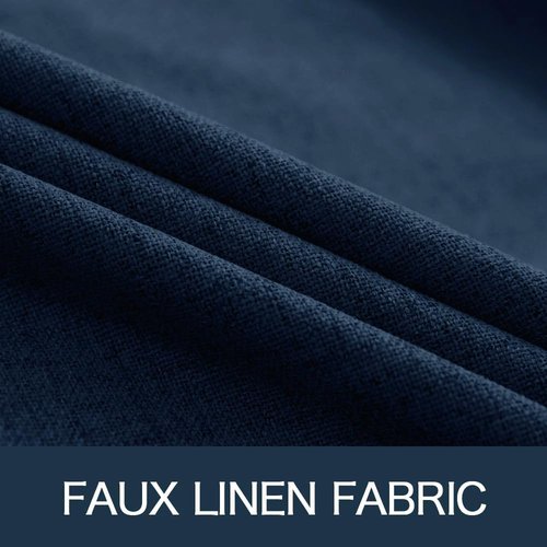 MIULEE Blackout Curtains - 100% Linen Textured Thermal Insulated Drapes | Midnight Blue, 52 x 72 Inch (2 Panels)