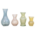 Creative Co-Op Various Decorative Debossed Glass Vases, Multicolor, Set of 4