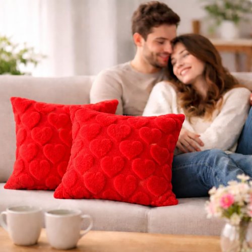 Braw cover Romantic Heart Throw Pillow Covers 18x18 (Pack of 2) - Wedding Cushion Covers - Sweetheart Decorative Pillowcases for Bridal Shower & Couple's Room
