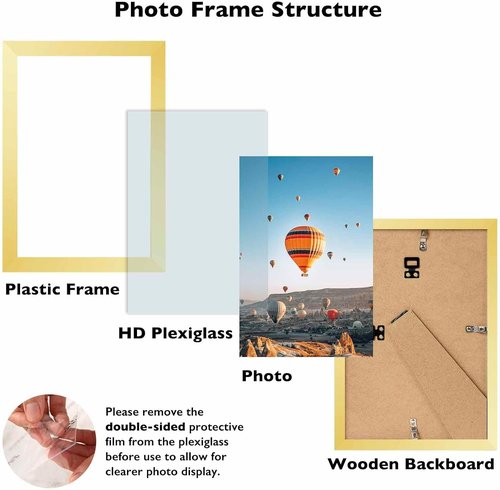 JCJMY Gold 8x12 Picture Frame - Versatile Wall & Tabletop Display with Shatter-Resistant Plexiglass