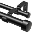 KAMANINA 1 Inch Double Curtain Rods 66 to 120 Inches (5.5-10 Feet), Heavy Duty Adjustable Double Curtain Rod for Windows, Black Drapery Rods with End Caps
