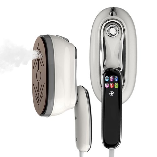 1200W Travel Clothes Steamer, 2-In-1 Handheld Steamer&Iron, 5+1 Intelligent Gear Ironing with Digital Display Screen, Self-Cleaning, 20S Heating, 160ml, Suitable for Home, Travel&Dorm (White)