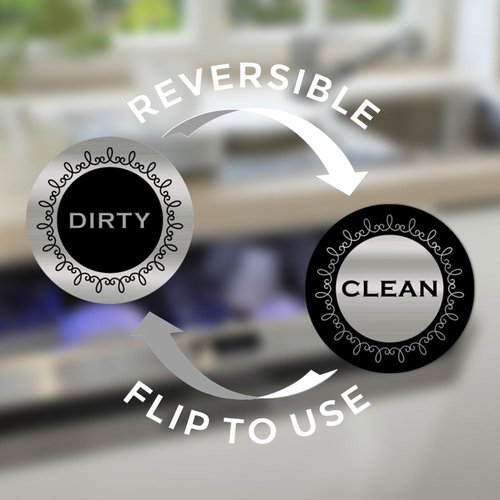 Clean Dirty Magnet for Dishwasher,Silver Brushed Dishwasher Clean Dirty Sign for Kitchen Organization and Storage (Round)