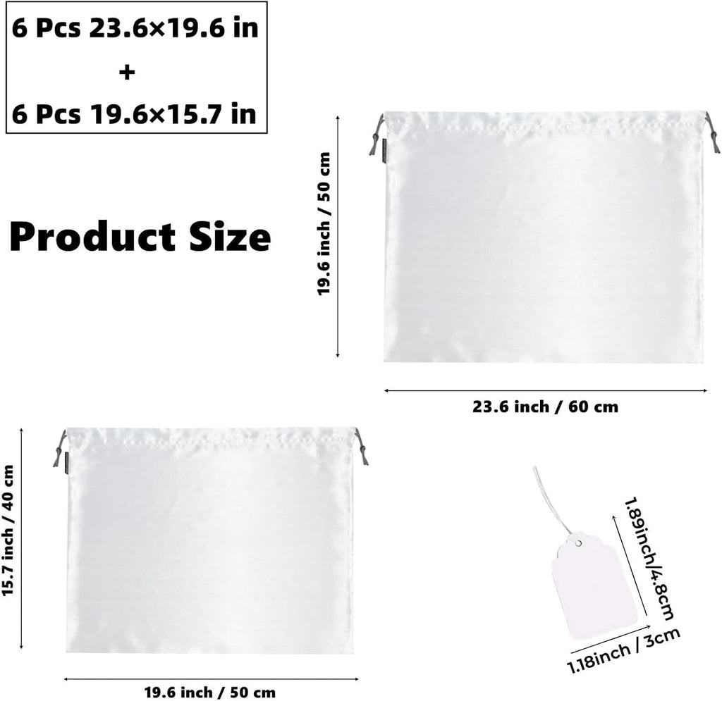 Skiennix 12-Pack Dust Bags - Silk Cloth Drawstring Storage Pouches for Handbags, Shoes & Boots