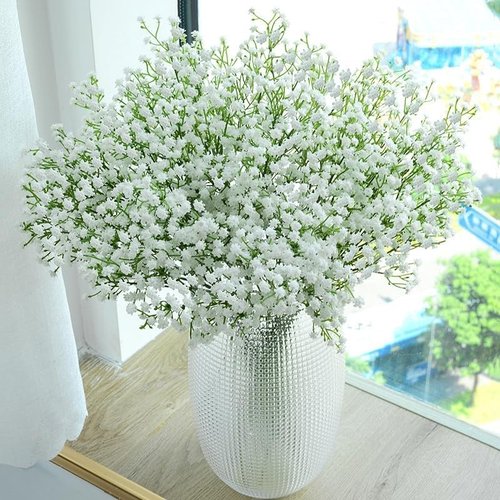 120PC Baby Breath Artificial Flowers - Babies Breath Flowers Artificial Bulk Faux Flowers Bouquet White Flores Real Touch Fake Flowers Arrangements Wedding Centerpieces Tables Decorations