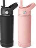 Fimibuke Kids Insulated Water Bottle - 18oz BPA-Free Double Wall Tumbler | Leak-Proof Design, 2 Pack in Midnight Rose