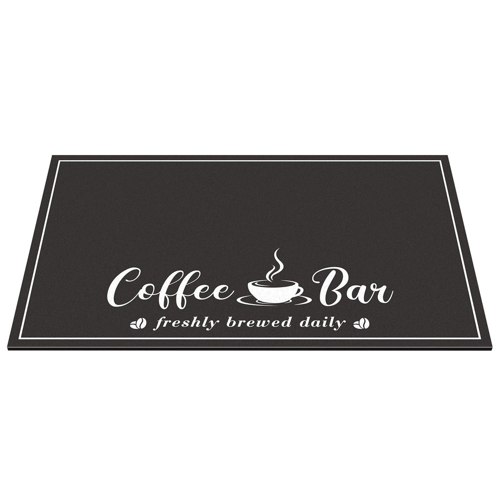 CooRug Absorbent Coffee Mat, Fashion Dish Drying Mat for Kitchen Counter Coffee Bar Accessories Espresso Machine Dish Rack 16" x 24" Black