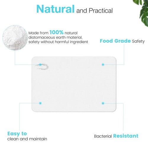 Yinoos Diatomite Stone Bath Mat, Premium Non-Slip Natural Diatomaceous Earth Bathtub Quick Drying Mats for Bathroom Floor (23.6" x 15.4" White)