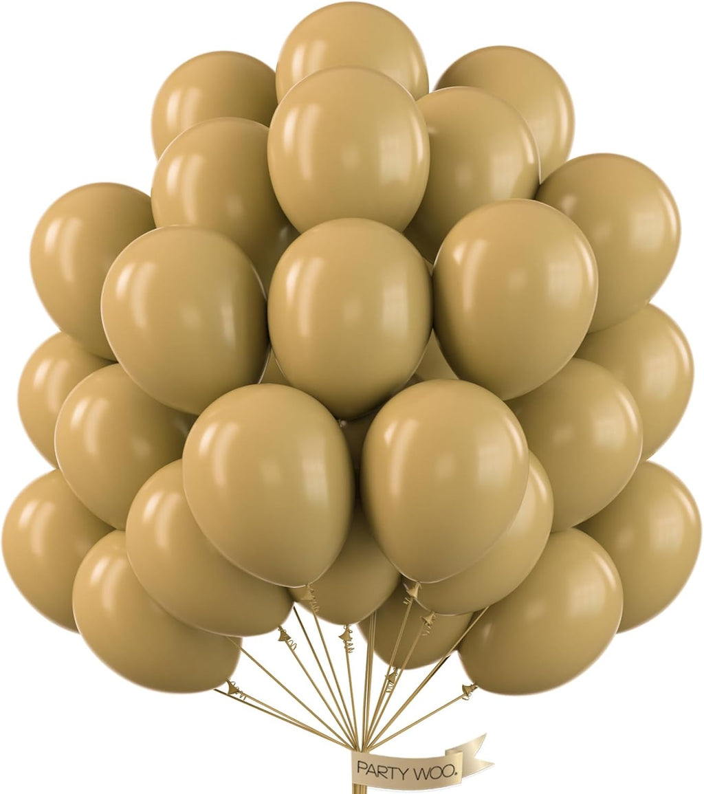 PartyWoo Tan Balloons - 100 Pcs 12 Inch Light Brown Latex Balloons for Weddings & Events