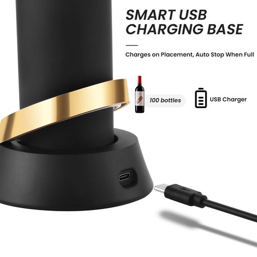 Electric Wine Bottle Opener with Charging Base & Built-in Foil Cutter – Rechargeable Intelligent Touch-Activated Automatic Corkscrew – Luxury Christmas Wine Gifts for Women, Men, Seniors