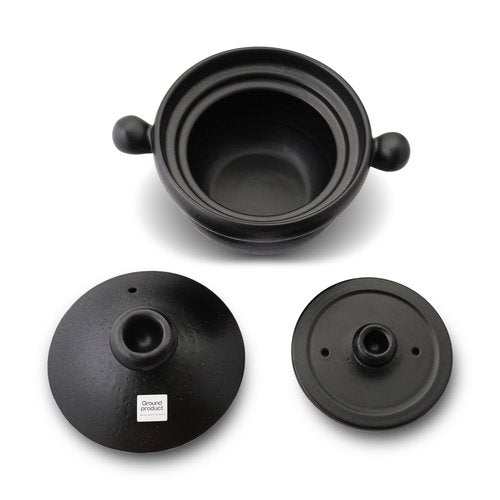 Banko Ware Rice Pot -Ground Product Series- Double Lid, Fluffy Rice, Donabe clay pot for, Microwave and Oven Safe, with English Manual, Made in Japan (1-2 servings)
