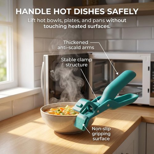 2packs Hot Plate Gripper, Anti Scald Bowl Holder Clip, Heat Resistant Plate Lifter Tongs for Pots, Pans, Bowls & Dishes, Multi-purpose Non-slip Kitchen Gripper for Microwave Oven Cooking