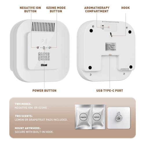 EEland Cat Litter Deodorizer – 99% Odor Removal, Ozone Air Purifier for Pets, Strong Odor Eliminator for Litter Box, Toilet, Closet, Cabinet, Shoe, Garage