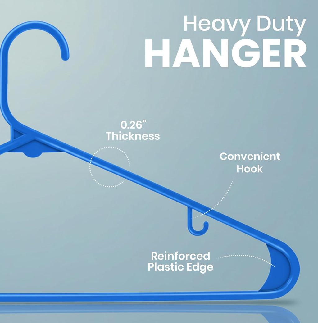 Utopia Home Plastic Hangers 50 Pack - Durable Space-Saving Closet Organizers - Ideal for Shirts, Pants & Coats (Blue)