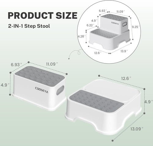 COOSEYA Kids' Step Stool - No-Slip Design for Bathroom & Potty Training | 2 Pack, Toddler-Friendly