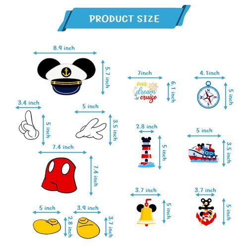 12Pcs Captain Mouse Cruise Door Decorations, Funny Mouse Ears Magnet for DCL Cruise& All Major Cruise Cartoon Mouse Birthday Party Supplies (Yellow)
