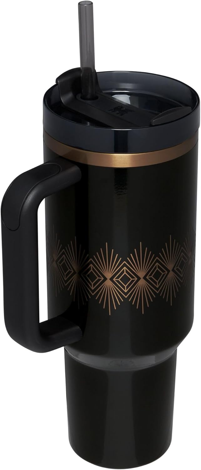 Stanley Quencher Tumbler - 40 oz Black Gloss | H2.O FlowState™ Design for Ultimate Hydration