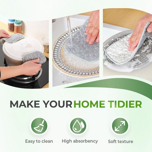 Multipurpose Wire Dishwashing Rags for Wet and Dry, Wire Scrubber Cloths for Kitchen, Reusable Wire Miracle Cleaning Cloths, Non-Scratch Cleaning Cloth for Pots, Pans, Sinks, Grills (5 PCS)