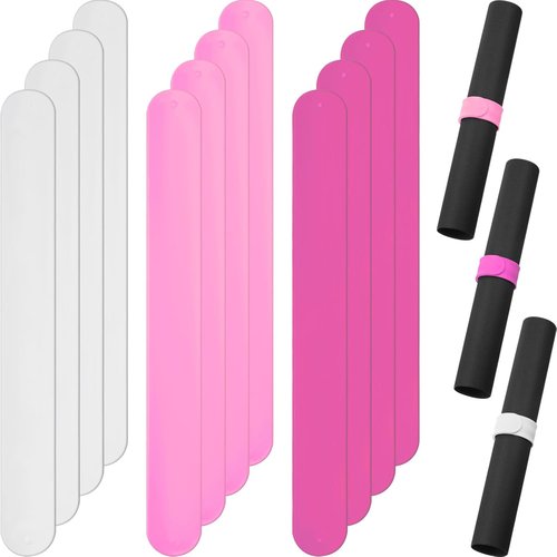 Charniol Wrapping Paper Roll Holder - 12-Piece Silicone Covered Metal Strips | Gift Paper Organizer (Rose Red, Pink, White)