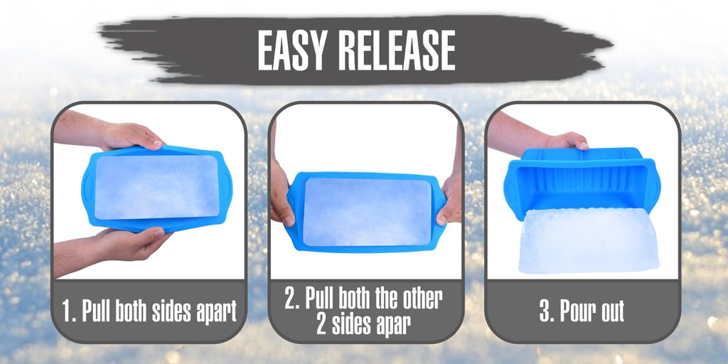 SILKORA - Large ice cube molds. Shape 2,5 Lbs Ice Bricks, 4Pcs Extra Large Ice molds with Lids for Stackings Ice Bath, Silicone Ice Cube Molds for Cold Plunge and Kitchen.