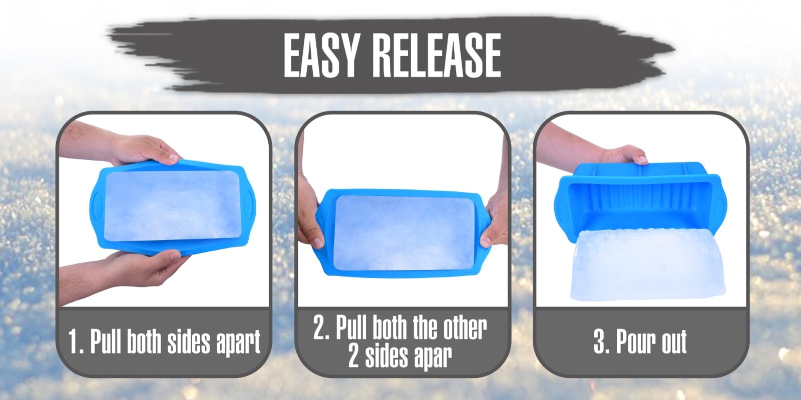 SILKORA - Large ice cube molds. Shape 2,5 Lbs Ice Bricks, 4Pcs Extra Large Ice molds with Lids for Stackings Ice Bath, Silicone Ice Cube Molds for Cold Plunge and Kitchen.
