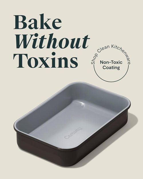 Caraway Nonstick Baking Pan Duo - 9” x 6.5” Deep Ceramic Casserole Dish - Non-Toxic, Aluminized Steel - Black
