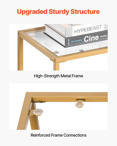 VEVOR Glass Console Table, 42 Inch Entryway Table, Modern Rectangle Sofa Table with Tempered Glass Top and Iron Legs, 2-Tier Golden Consloe Desk for Living Room, Hallway, Entryway