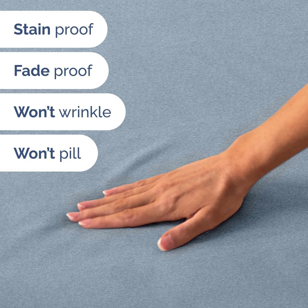 RV Short Queen Sheet Set - 4-Piece Soft, Breathable & Cooling Bedding | Fits 8” to 12” Mattresses - Heathered Blue