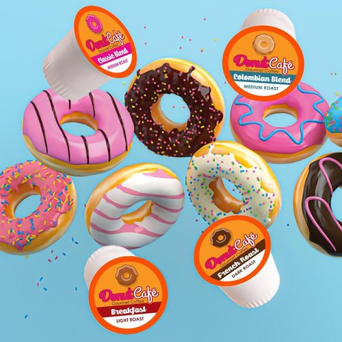 Donut Cafe Holiday Pack (Holiday Delight, Pmint Mocha, VanCaramel) 60ct Single Cup