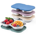 VITEVER 4 Pack Stainless Steel 2-Compartment Snack Containers with Lids, Reusable Snack Pack Containers, Lunch Box Accessories,Double Compartment Salad Dressing Containers to Go, 5.3oz