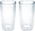 Tervis Clear & Colorful Tabletop Made in USA Double Walled Insulated Tumbler Travel Cup Keeps Drinks Cold & Hot, 16oz - 2pk, Clear