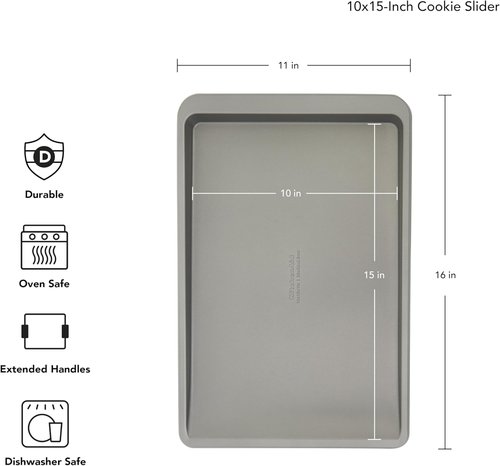 KitchenAid Nonstick Cookie Sheet - 10x15in Aluminized Steel for Perfect Baking | Contour Silver